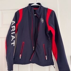 Ariat Navy Jacket with Red Accents and Sleeve Logo